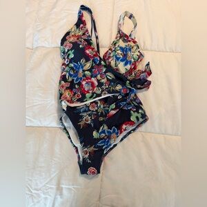Johnny Was Floral Print Chemise - Navy and Multicolor - swimsuit